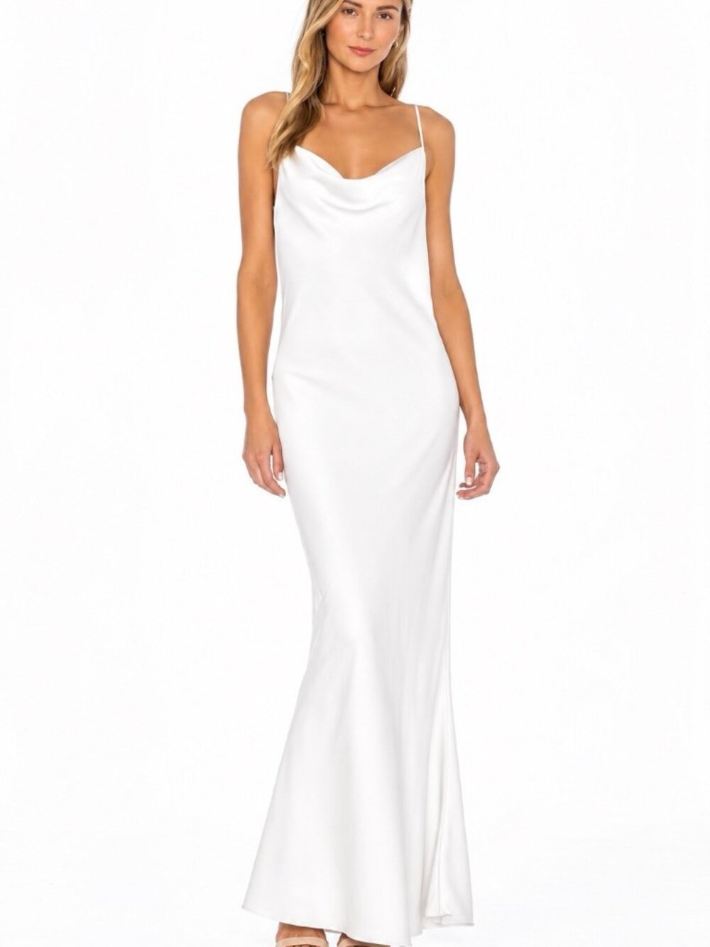 Shona Joy Size 8 Ivory White Luxe Bias Cowl Slip Dress Bride Wedding Bridal NWT